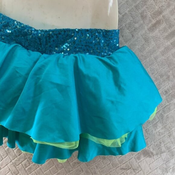 Revolution Dancewear Womens S Skirt Blue Tiered Poof Ruffle Tutu Sequin Costume - Picture 9 of 10